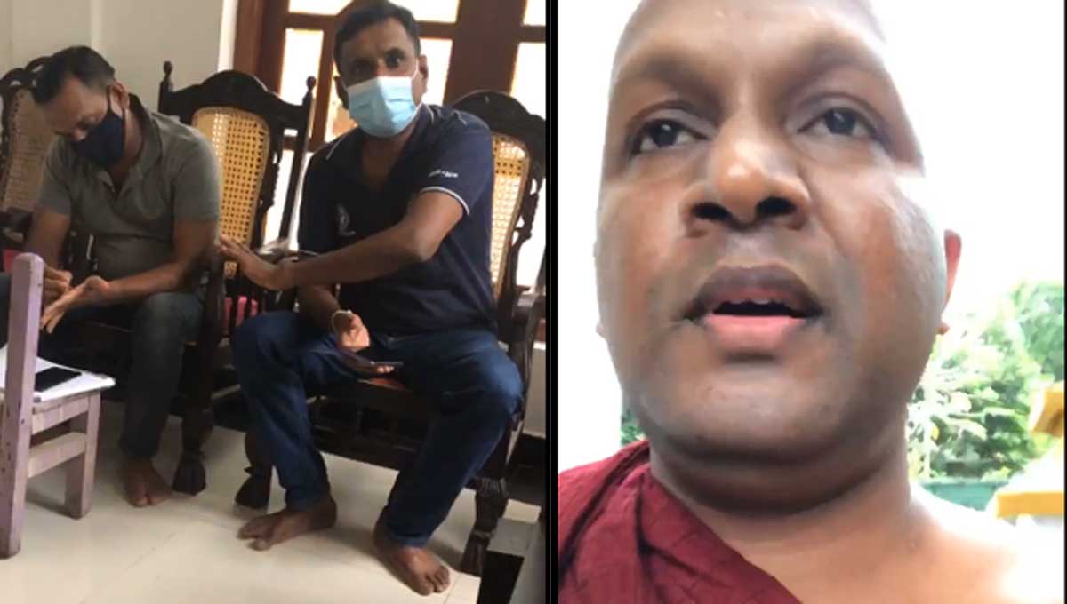 පන්සලට පැන, බලෙන් ප‍්‍රකාශයක් ගන්න හැදු බව, මැඩිල්ලේ හිමි චෝදනා කරයි…